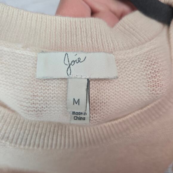 Joie Noely Wool Cashmere Sweater M Ivory Puff Sleeve Pullover Minimalist Classic - Picture 4 of 9